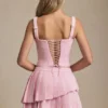 Nada gelaagde geplooide minirok met lage taille in zachtroze