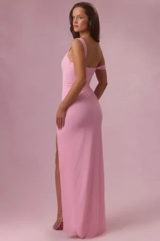 Naelle Mesh Draped Corsetjurk in suikerspinroze