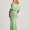 Naia Bouclé off-shoulder maxi-jurk in mint