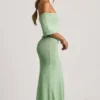 Naia Bouclé off-shoulder maxi-jurk in mint