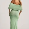 Naia Bouclé off-shoulder maxi-jurk in mint