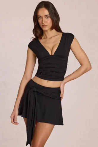 Nalia Modal Plunge Top in zwart