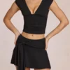 Nalia Modal Plunge Top in zwart
