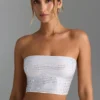 Nanaka versierde bandeau-top met bandjes op de rug in wit Nanaka versierde bandeau-top met bandjes op de rug in wit