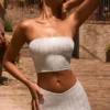 Nanaka versierde bandeau-top met bandjes op de rug in wit Nanaka versierde bandeau-top met bandjes op de rug in wit