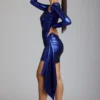 Nasira minijurk met uitsnijdingen van metallic jersey in elektrisch blauw
