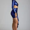 Nasira minijurk met uitsnijdingen van metallic jersey in elektrisch blauw