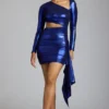 Nasira minijurk met uitsnijdingen van metallic jersey in elektrisch blauw