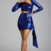 Nasira minijurk met uitsnijdingen van metallic jersey in elektrisch blauw