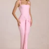 Nayeli maxi-jurk met vierkante hals en gerimpelde bandjes in Blossom Pink