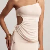 Nerina gestructureerde jersey one-shoulder top in wit