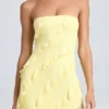 Nevali bandeau maxi-jurk met ruches in citroensorbet