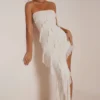 Nevali bandeau maxi-jurk met ruches in ivoor