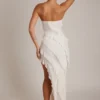 Nevali bandeau maxi-jurk met ruches in ivoor