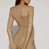 Nevina versierde asymmetrische bodycon-minijurk in goud
