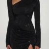 Nevina versierde asymmetrische bodycon-minijurk in zwart