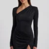 Nevina versierde asymmetrische bodycon-minijurk in zwart