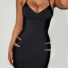 Nika halternek bodycon midaxi-jurk met uitsnijdingen in zwart