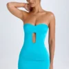 Nikko Cut-Out Bandeau Bodycon Minijurk in Turquoise