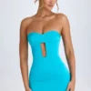Nikko Cut-Out Bandeau Bodycon Minijurk in Turquoise