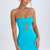 Nikko Cut-Out Bandeau Bodycon Minijurk in Turquoise
