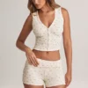 Nina Modal omgeslagen short met middelhoge taille en bloemenprint