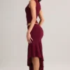 Niva Modal asymmetrische midi-rok met lage taille in wijnrood