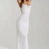 Nivalis versierde maxi-jurk met cowl-hals en open rug in wit