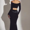 Nixie fluwelen maxi-rok met middelhoge taille in gitzwart