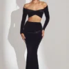 Nixie fluwelen maxi-rok met middelhoge taille in gitzwart