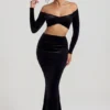 Nixie fluwelen maxi-rok met middelhoge taille in gitzwart