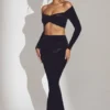 Nixie fluwelen maxi-rok met middelhoge taille in gitzwart