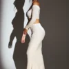 Nixie fluwelen maxi-rok met middelhoge taille in ivoor