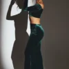Nixie fluwelen maxi-rok met middelhoge taille in smaragdgroen