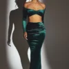 Nixie fluwelen maxi-rok met middelhoge taille in smaragdgroen