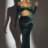 Nixie fluwelen maxi-rok met middelhoge taille in smaragdgroen