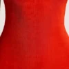 Noelia maxi-jurk met open rug van gestructureerde jersey in vurig rood