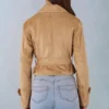Noelie cropped jasje met riem van imitatiesuède in tan