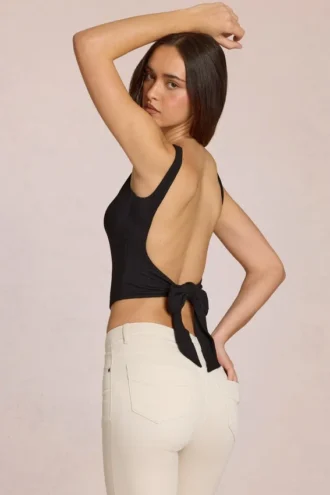 Norelle Modal Top met strikbandjes in zwart