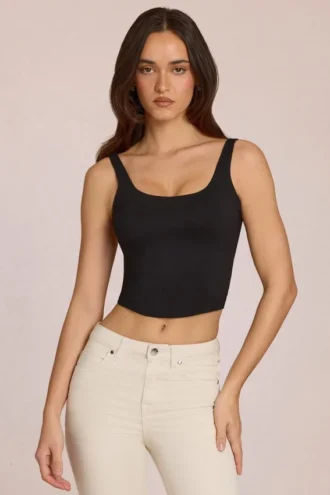 Norelle Modal Top met strikbandjes in zwart