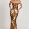 Nottola 3D-versierde bandeau maxijurk in goud