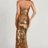 Nottola 3D-versierde bandeau maxijurk in goud