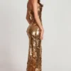 Nottola 3D-versierde bandeau maxijurk in goud
