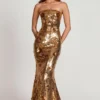 Nottola 3D-versierde bandeau maxijurk in goud