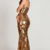 Nottola 3D-versierde bandeau maxijurk in goud