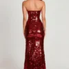 Nottola 3D-versierde bandeau-maxijurk in rood