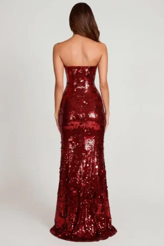 Nottola 3D-versierde bandeau-maxijurk in rood