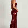 Nottola 3D-versierde bandeau-maxijurk in rood