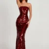 Nottola 3D-versierde bandeau-maxijurk in rood