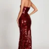 Nottola 3D-versierde bandeau-maxijurk in rood